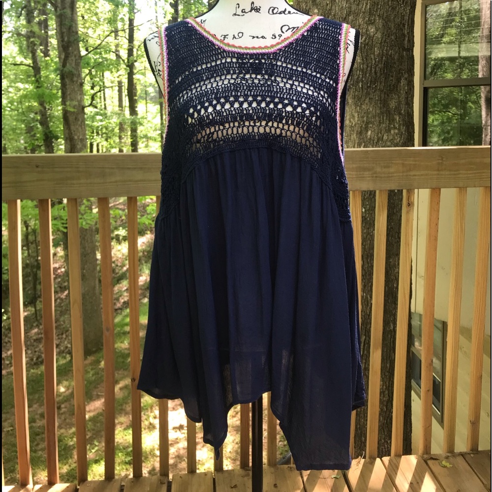 Woman’s Blue Crocheted Tank Top